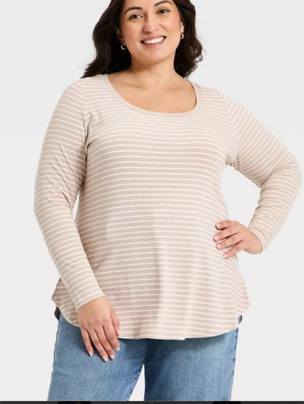 NWT Ava & Viv Stripe Supersoft Long Sleeve Blouse 2X